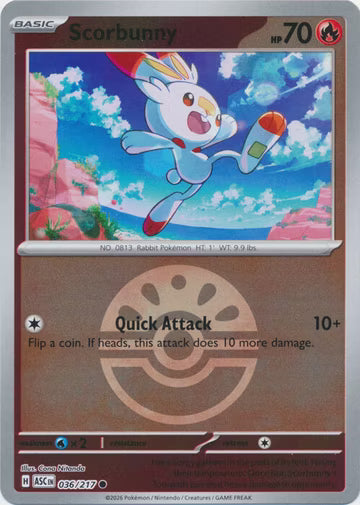 Ascended Heroes - 036/217 - Scorbunny - Ball Reverse Holo