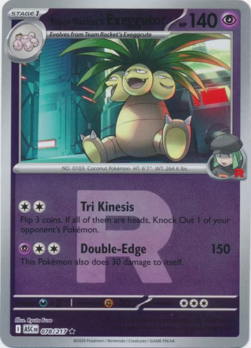 Ascended Heroes - 078/217 - Team Rocket's Exeggutor - Rocket Reverse Holo
