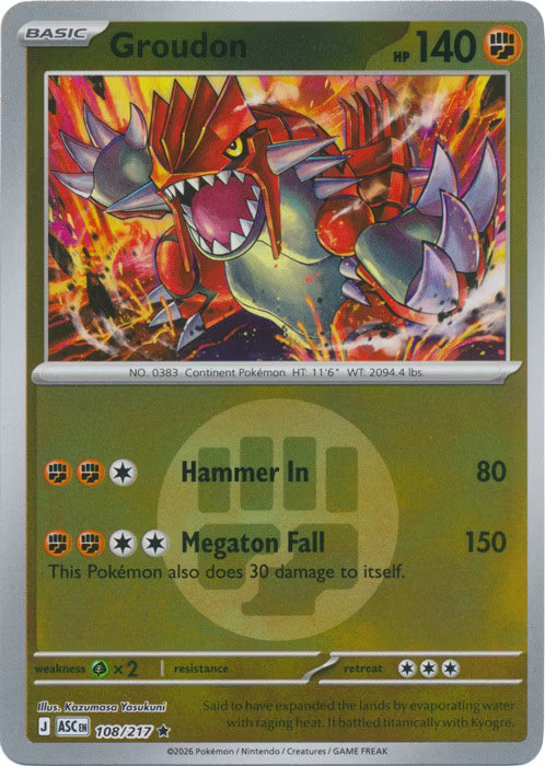 Ascended Heroes - 108/217 - Groudon - Energy Reverse Holo