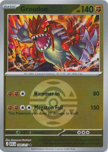 Ascended Heroes - 108/217 - Groudon - Ball Reverse Holo