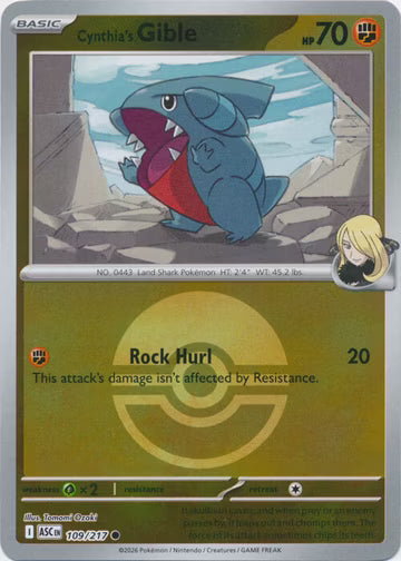 Ascended Heroes - 109/217 - Cynthia's Gible - Ball Reverse Holo