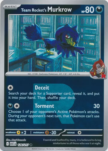 Ascended Heroes - 126/217 - Team Rocket's Murkrow - Rocket Reverse Holo
