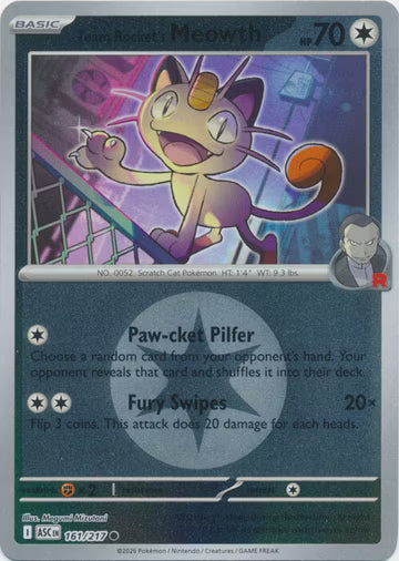 Ascended Heroes - 161/217 - Team Rocket's Meowth - Energy Reverse Holo