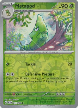 151 - 011/165 - Metapod - Reverse Holo