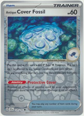 Stellar Crown - 129/142 - Antique Cover Fossil - Reverse Holo