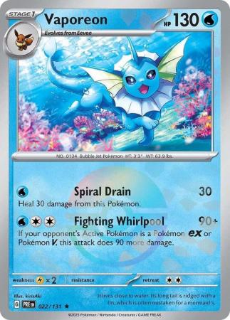 Prismatic Evolutions - 022/131 - Vaporeon - Poké Ball Reverse Holo