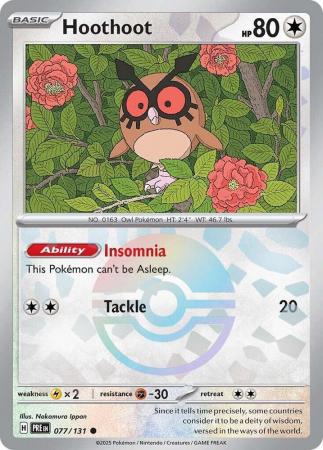 Prismatic Evolutions - 077/131 - Hoothoot - Poké Ball Reverse Holo