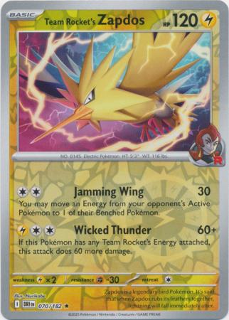 Destined Rivals - 070/182 - Team Rocket’s Zapdos - Reverse Holo