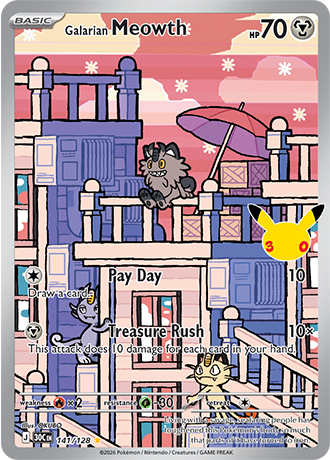 30th Celebration - 141/128 - Galarian Meowth