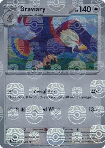 Black Bolt - 078/086 - Braviary - Master Ball Reverse Holo