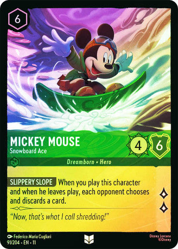 Winterspell - 091/204 - Mickey Mouse - Snowboard Ace - Foil