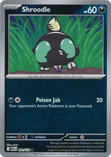 Mega Evolution - 091/132 - Shroodle - Reverse Holo