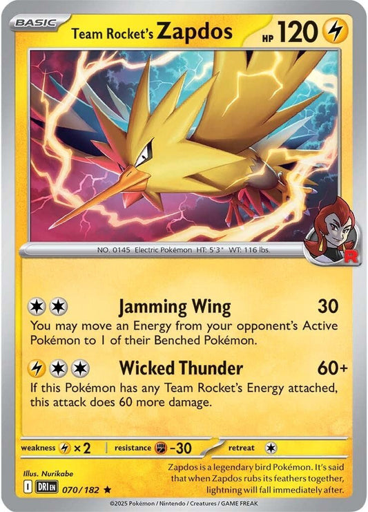 Destined Rivals - 070/182 - Team Rocket’s Zapdos - Holo