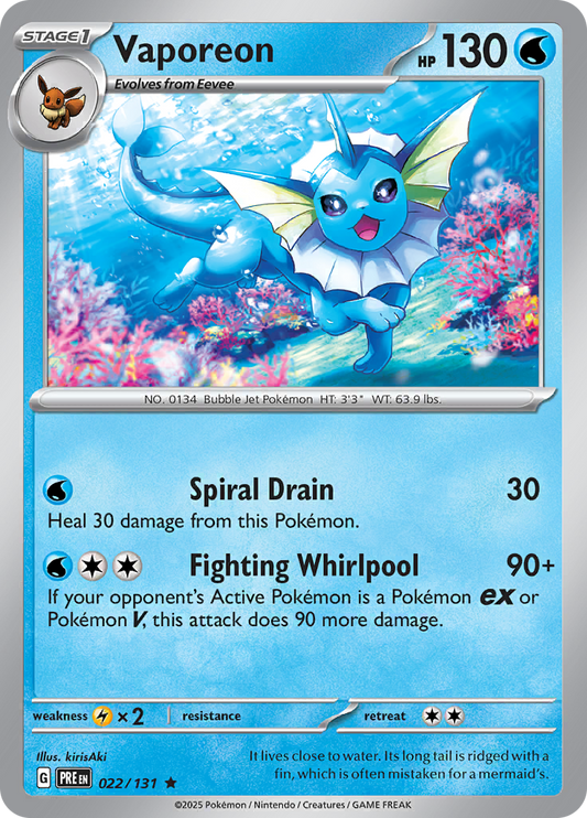 Prismatic Evolutions - 022/131 - Vaporeon - Holo