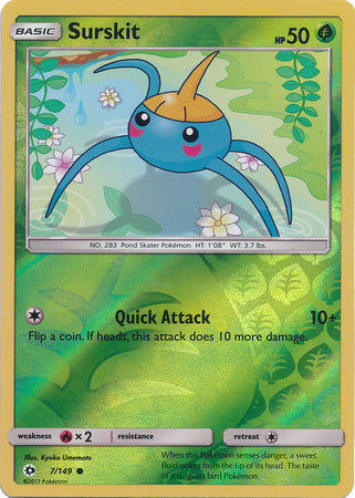 Sun & Moon - 007/149 - Surskit - Reverse Holo