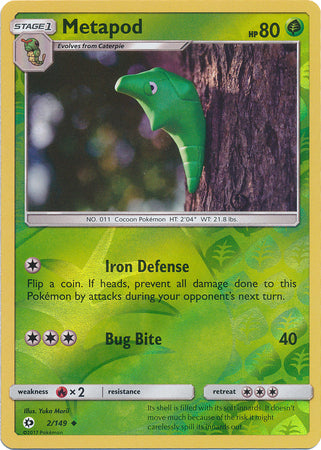 Sun & Moon - 002/149 - Metapod - Reverse Holo