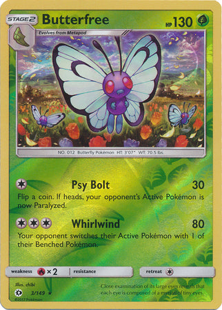 Sun & Moon - 003/149 - Butterfree - Reverse Holo