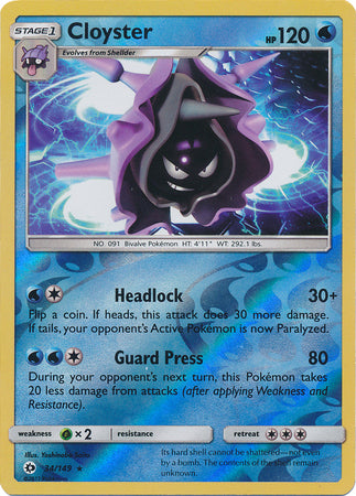 Sun & Moon - 034/149 - Cloyster - Reverse Holo