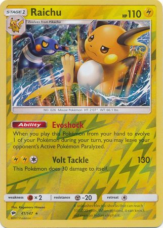 Burning Shadows - 041/147 - Raichu - Reverse Holo