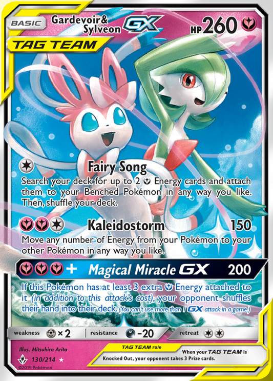 Unbroken Bonds - 130/214 - Gardevoir & Sylveon GX (Tag Team)