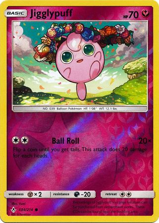 Unbroken Bonds - 134/214 - Jigglypuff - Reverse Holo