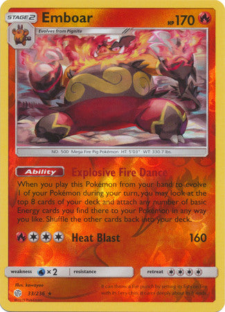 Cosmic Eclipse - 033/236 - Emboar - Reverse Holo