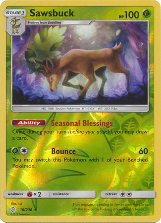 Cosmic Eclipse - 016/236 - Sawsbuck - Reverse Holo