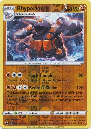 Sword & Shield - 099/202 - Rhyperior - Reverse Holo
