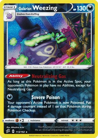 Rebel Clash - 113/192 - Galarian Weezing - Reverse Holo