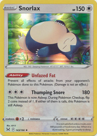Lost Origin - 143/196 - Snorlax - Holo