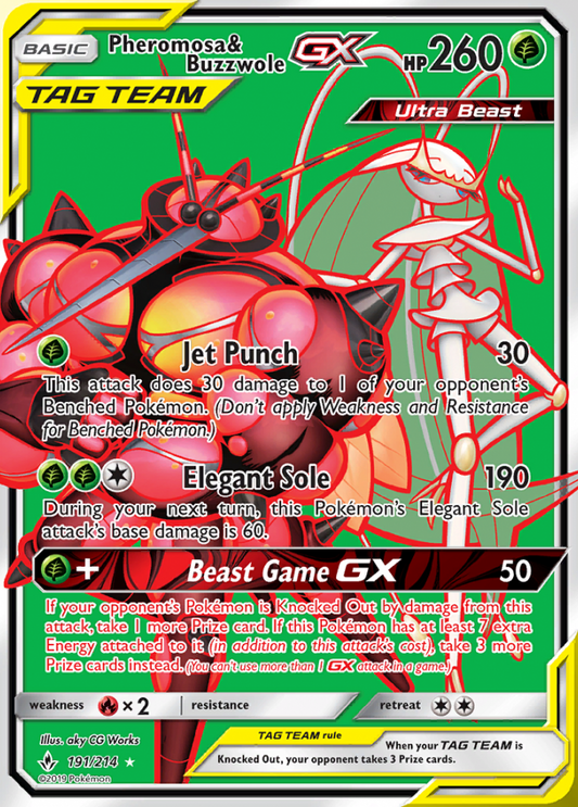 Unbroken Bonds - 191/214 - Pheromosa & Buzzwole GX (Tag Team)