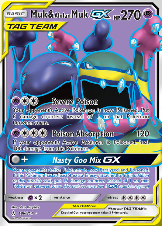 Unbroken Bonds - 196/214 - Muk & Alolan Muk GX (Tag Team)