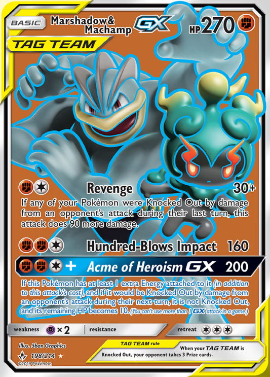 Unbroken Bonds - 198/214 - Marshadow & Machamp GX (Tag Team)