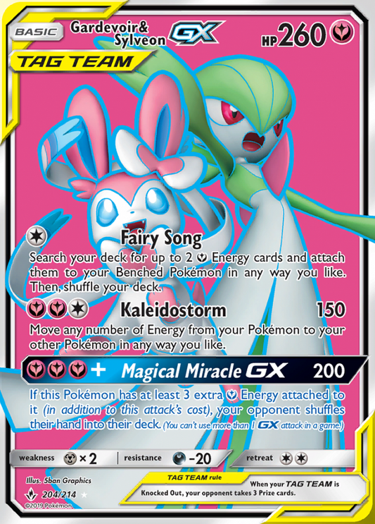 Unbroken Bonds - 204/214 - Gardevoir & Sylveon GX (Tag Team)