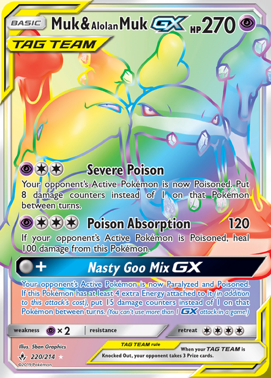 Unbroken Bonds - 220/214 - Muk & Alolan Muk GX (Tag Team)