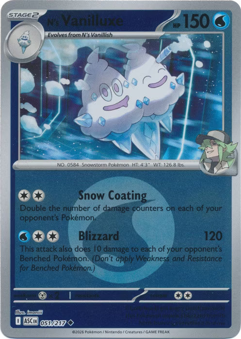 Ascended Heroes - 051/217 - N's Vanilluxe - Energy Reverse Holo