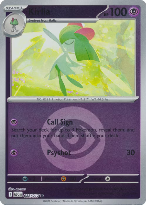 Ascended Heroes - 088/217 - Kirlia - Energy Reverse Holo