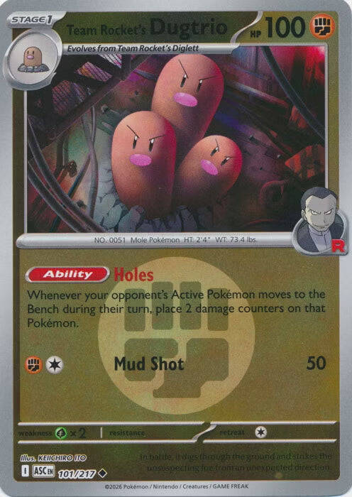 Ascended Heroes - 101/217 - Team Rocket's Dugtrio - Energy Reverse Holo