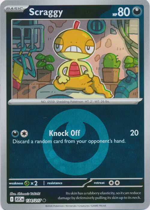 Ascended Heroes - 134/217 - Scraggy - Energy Reverse Holo