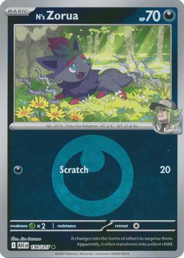 Ascended Heroes - 136/217 - N's Zorua - Energy Reverse Holo