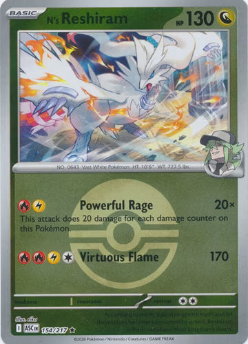 Ascended Heroes - 154/217 - N's Reshiram - Ball Reverse Holo