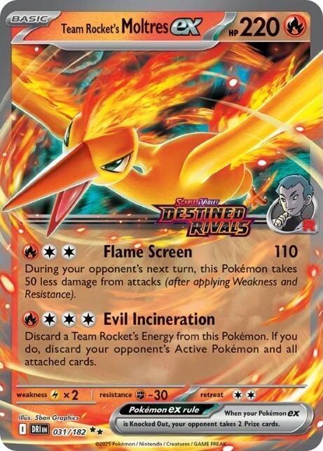 Destined Rivals - 031/182 - Team Rocket’s Moltres ex (Stamped)