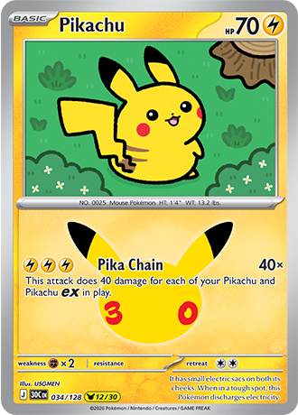 30th Celebration - 034/128 - Pikachu