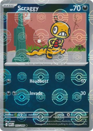 White Flare - 057/086 - Scraggy - Poké Ball Reverse Holo