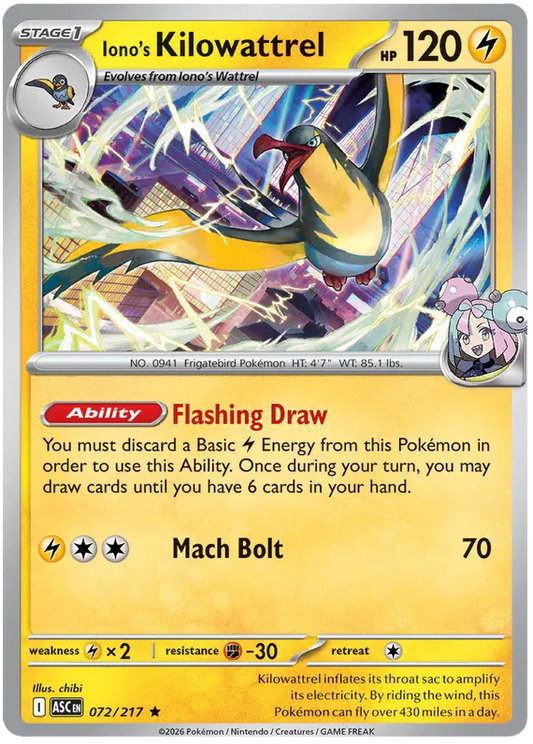 Ascended Heroes - 072/217 - Iono's Kilowattrel - Holo