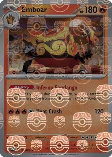 White Flare - 013/086 - Emboar - Master Ball Reverse Holo