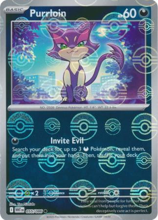 White Flare - 055/086 - Purrloin - Poké Ball Reverse Holo
