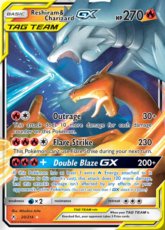 Unbroken Bonds - 020/214 - Reshiram &amp; Charizard GX (Tag Team)