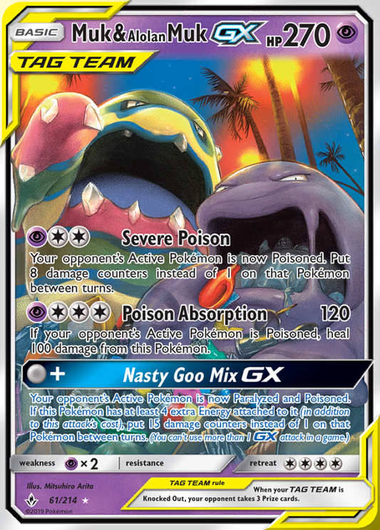 Unbroken Bonds - 061/214 - Muk &amp; Alolan Muk GX (Tag Team)