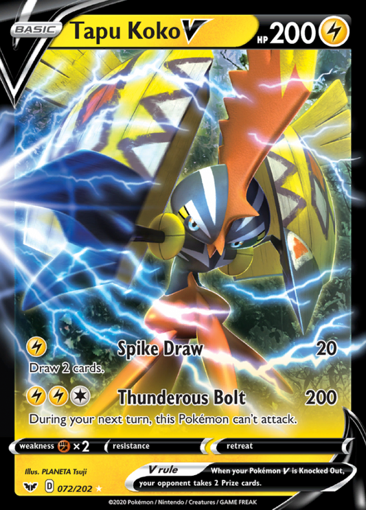 Sword &amp; Shield - 072/202 - Tapu Koko V